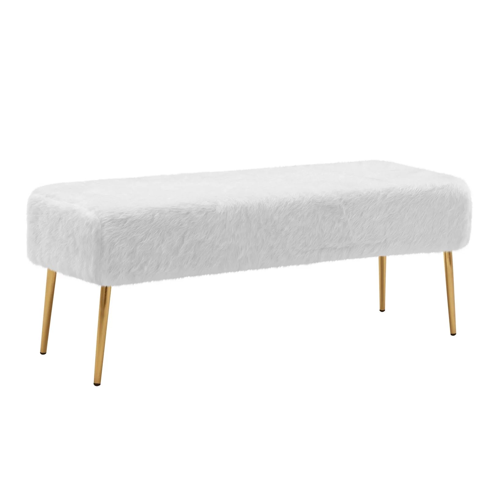 Duhome Faux Fur Bench Ottoman Comfortable Footrest Stool Bench Indoor Bench with Gold Metal Base ... | Walmart (US)