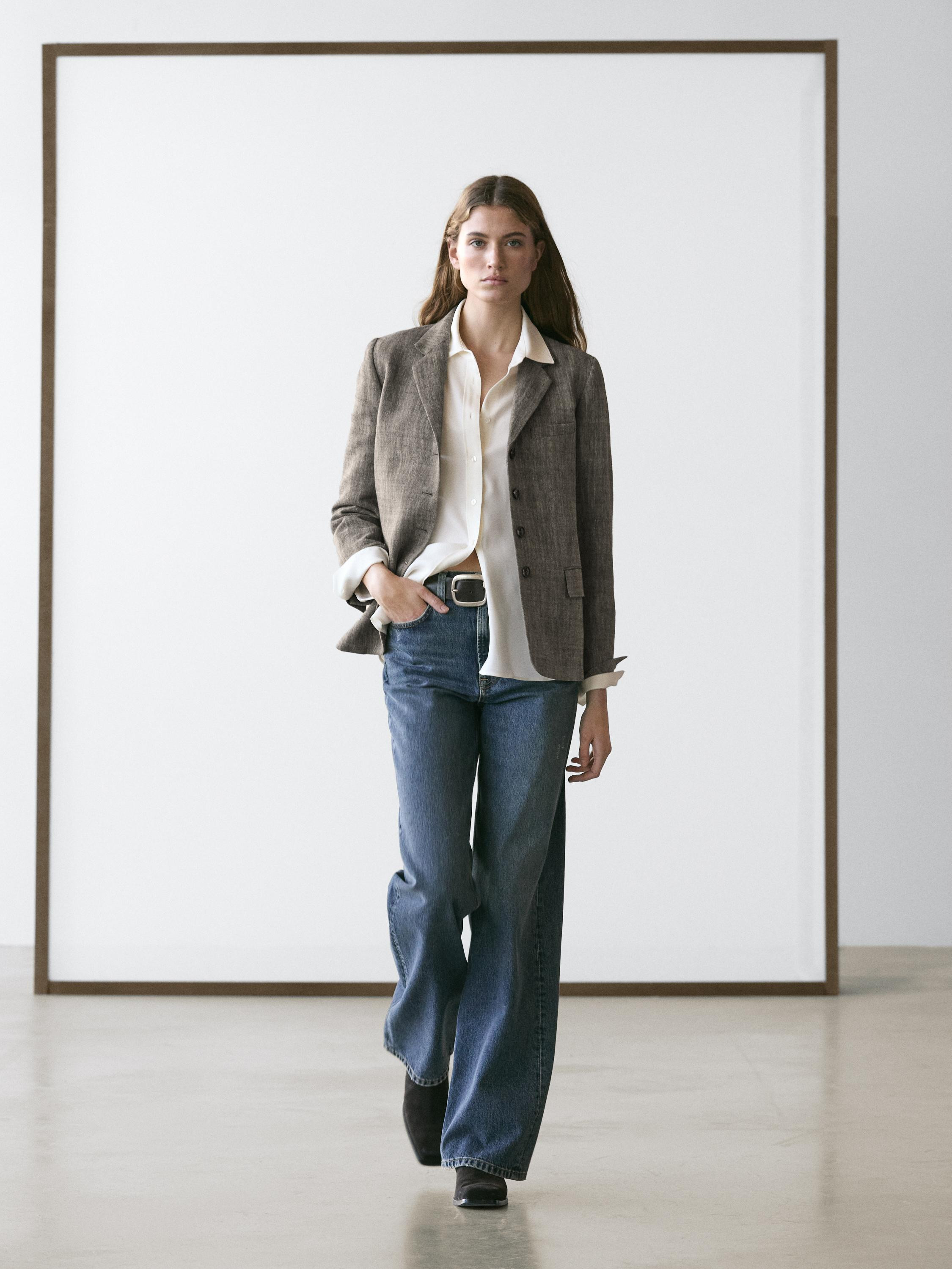 Flecked wool blend blazer | Massimo Dutti US