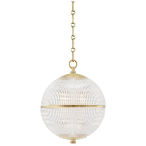 Hudson Valley Sphere No. 3 13" Wide Aged Brass Pendant Light | Lamps Plus