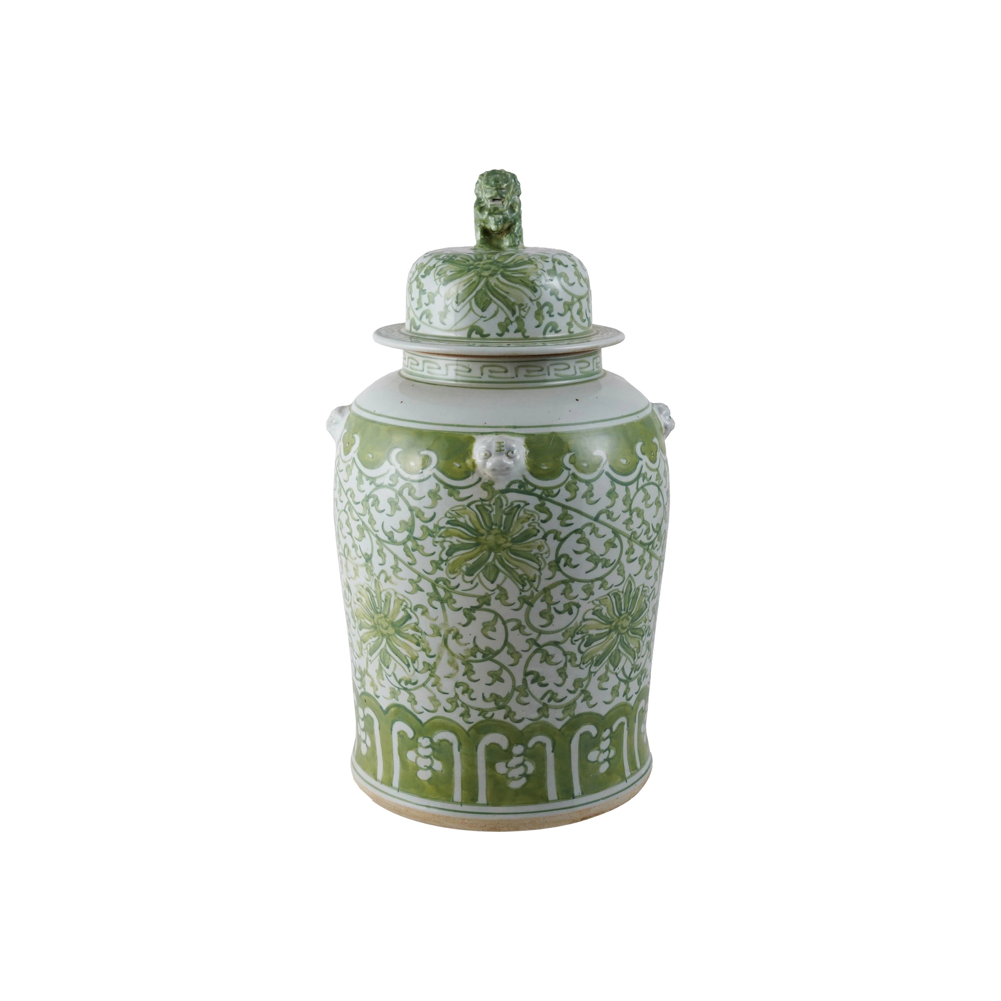 Hand-Painted Stoneware Vintage Reproduction Ginger Jar With Floral Pattern & Foo Dog | Wayfair North America