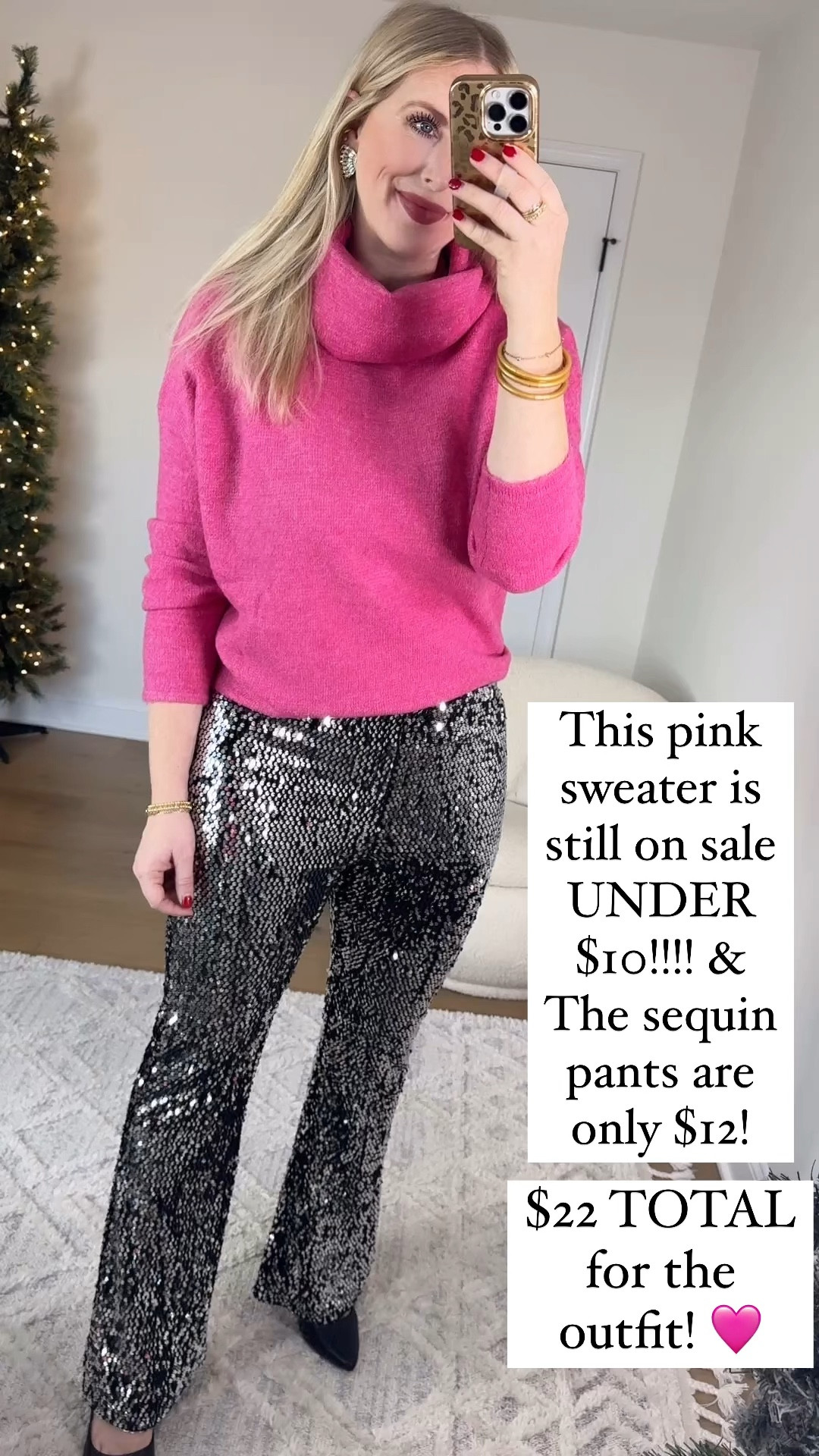 Walmart try on, pink sweater, sequin pants, Walmart outfit 

#LTKFindsUnder50 #LTKWatchNow #LTKSaleAlert