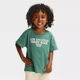 Grayson Threads Mini Toddler Boys' LA Teddy Bear Social Club Short Sleeve T-Shirt - Green 5T | Target