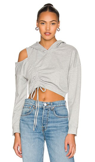 Kyla Ruched Sweatshirt in Heather Grey | Revolve Clothing (Global)