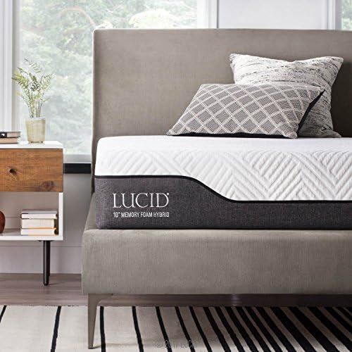 LUCID 10 Inch Queen Hybrid Mattress - Bamboo Charcoal and Aloe Vera Infused Memory Foam - Moistur... | Amazon (US)