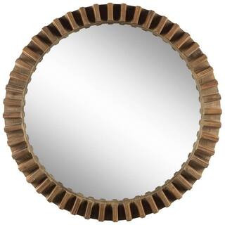 Mercana Large Round Medium Brown Modern Mirror (44.0 in. H x 44.0 in. W) | The Home Depot