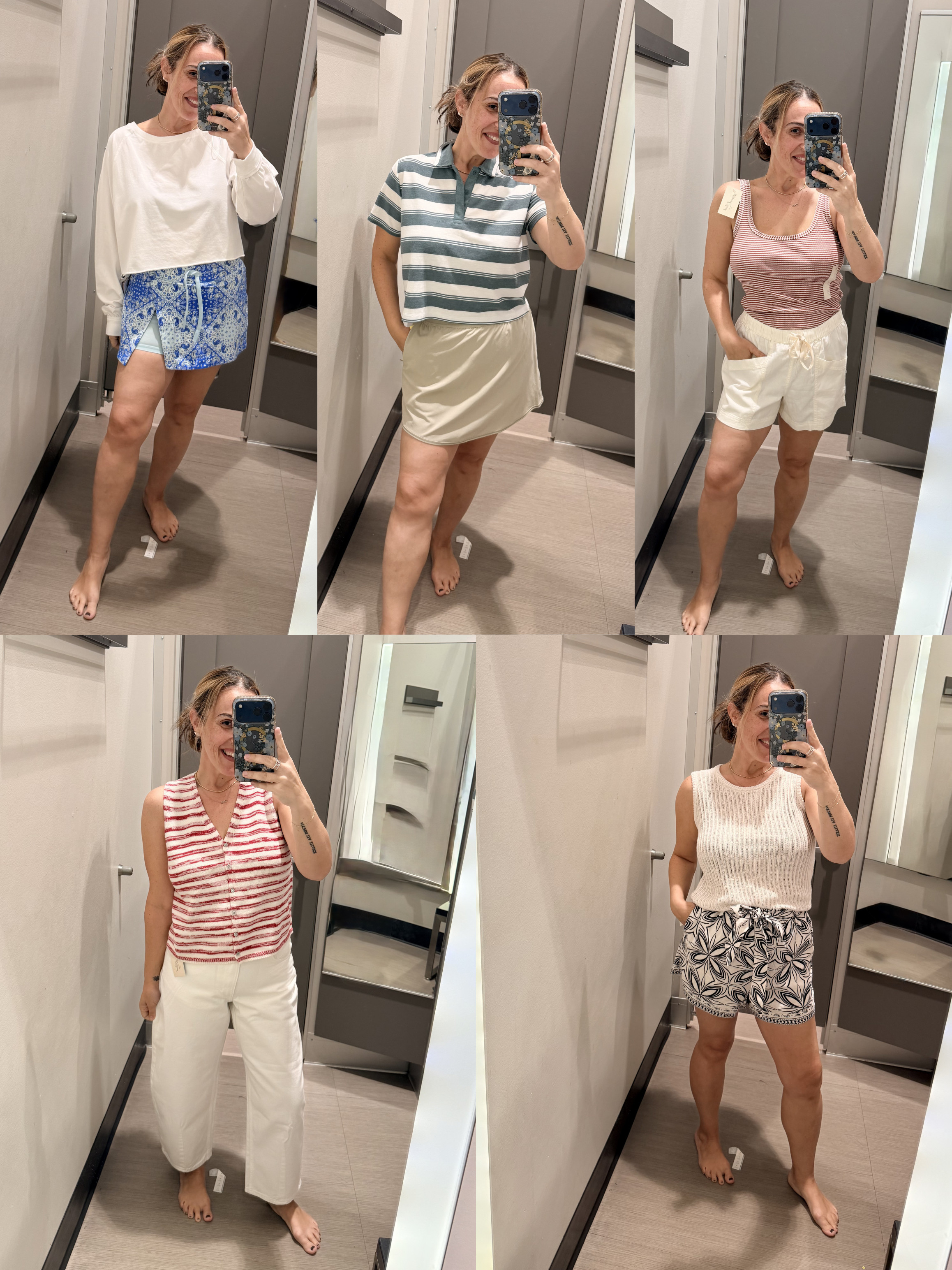 Target had some great find the other day.

The middle skort might be one of the best every. The shorts underneath don't roll AT ALL which is so hard to find. I got all the colors for golf.

The red striped surprised me and had to come home with me!

Size medium in everything and 8 in the jeans. 

 #LTKootd #LTKmomlife #LTKOver40