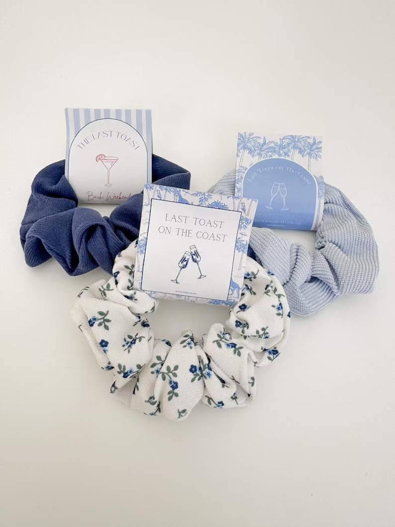 Last Toast on The Coast Scrunchie Bachelorette Favor | Bridesmaid Favors | Coastal Bachelorette |... | Etsy (US)