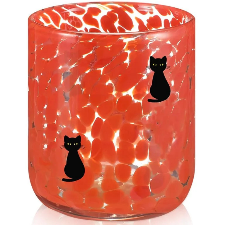 Halloween Mystic Confetti Icon Juice Glass - 16 oz Unique Red Cat Icon Juice Glasses Double Old F... | Walmart (US)