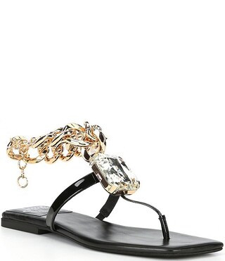 Ring On It Embellished Chain Thong Sandals | Dillard's