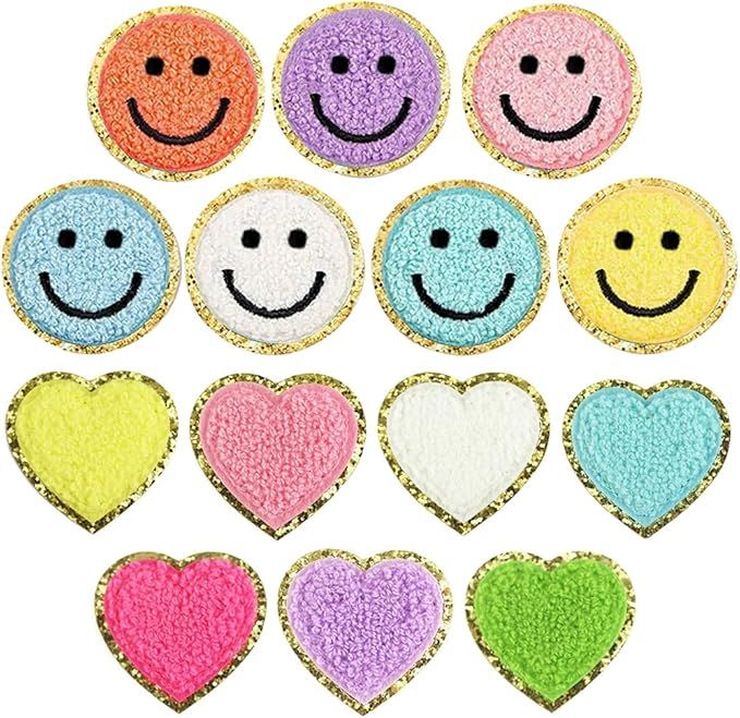 PLANTURECO Smiley Face Heart Patches, Iron on Patches 14 Pieces, Iron on Patches for Clothing, Pa... | Amazon (US)