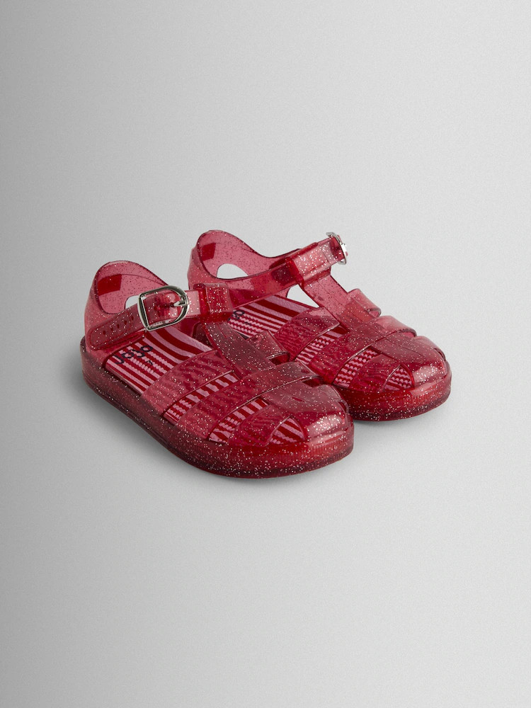 JoJo Maman Bébé Red Glitter Jelly Sandals | Next US