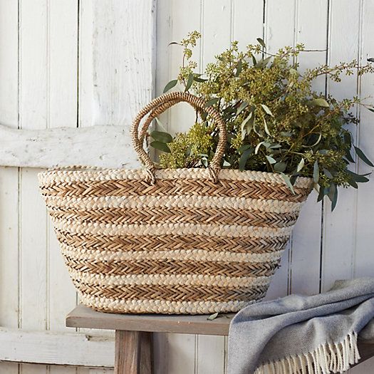 Striped Seagrass Tote Bag | Terrain