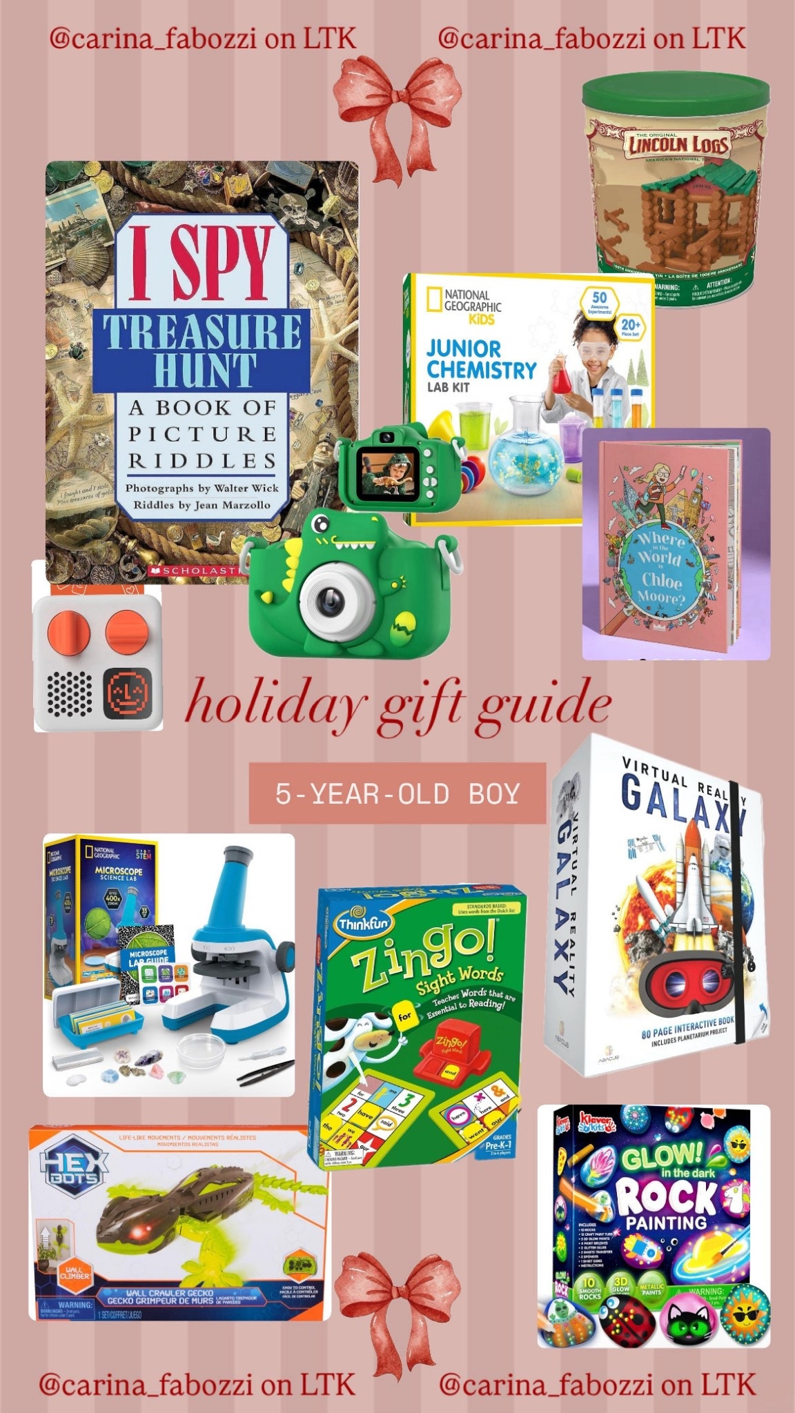 Gift guide for 5-year-old boys into science, exploring, art, learning and books! This virtual reality set is super cool, too. We have the digital camera and the science kit- both still used alllll the time. 

#LTKKids #LTKHoliday #LTKGiftGuide
