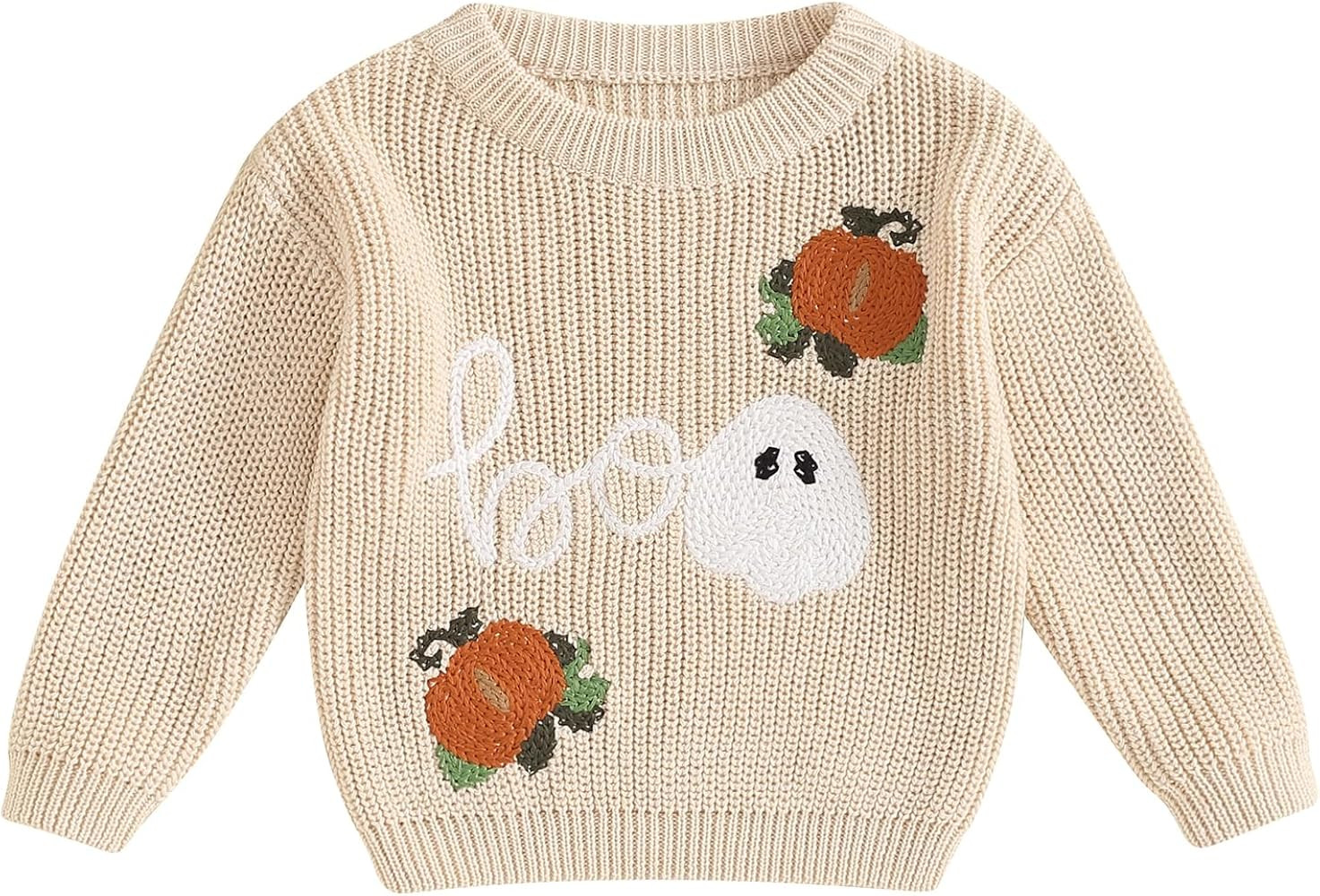 Baby Girl Boy Halloween Sweater Top Pumpkin Letter Ghost Print Crewneck Long Sleeve Pullover Knit... | Amazon (US)