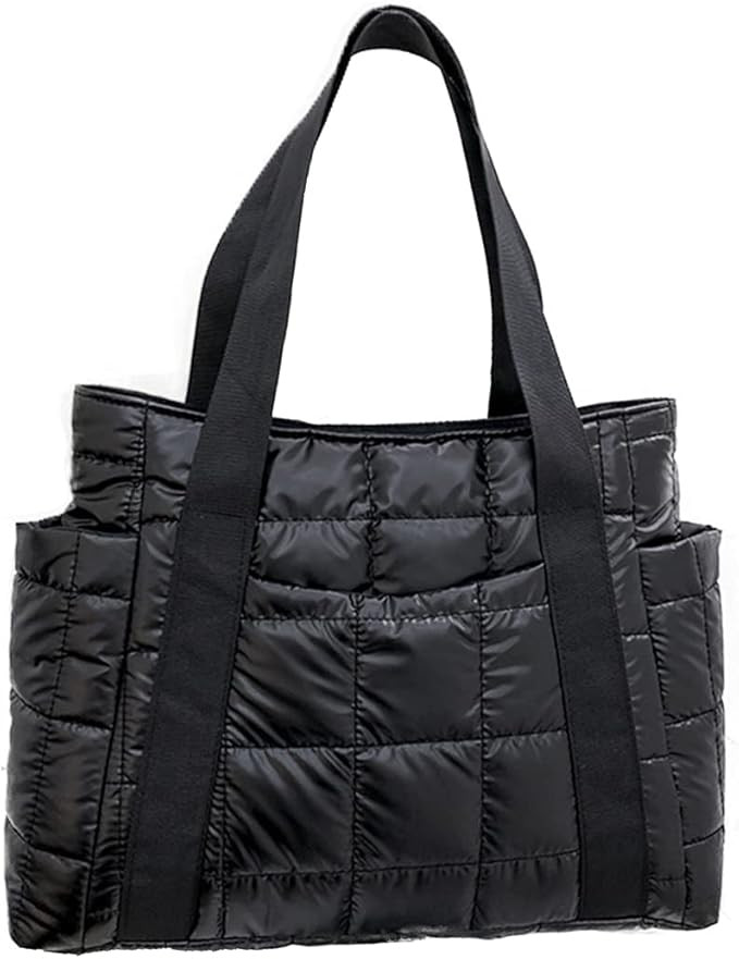 Middle Quilted Padding Tote Handbags for Women Lightweight Padded Nylon Puffy Puffer Bag Waterpro... | Amazon (US)