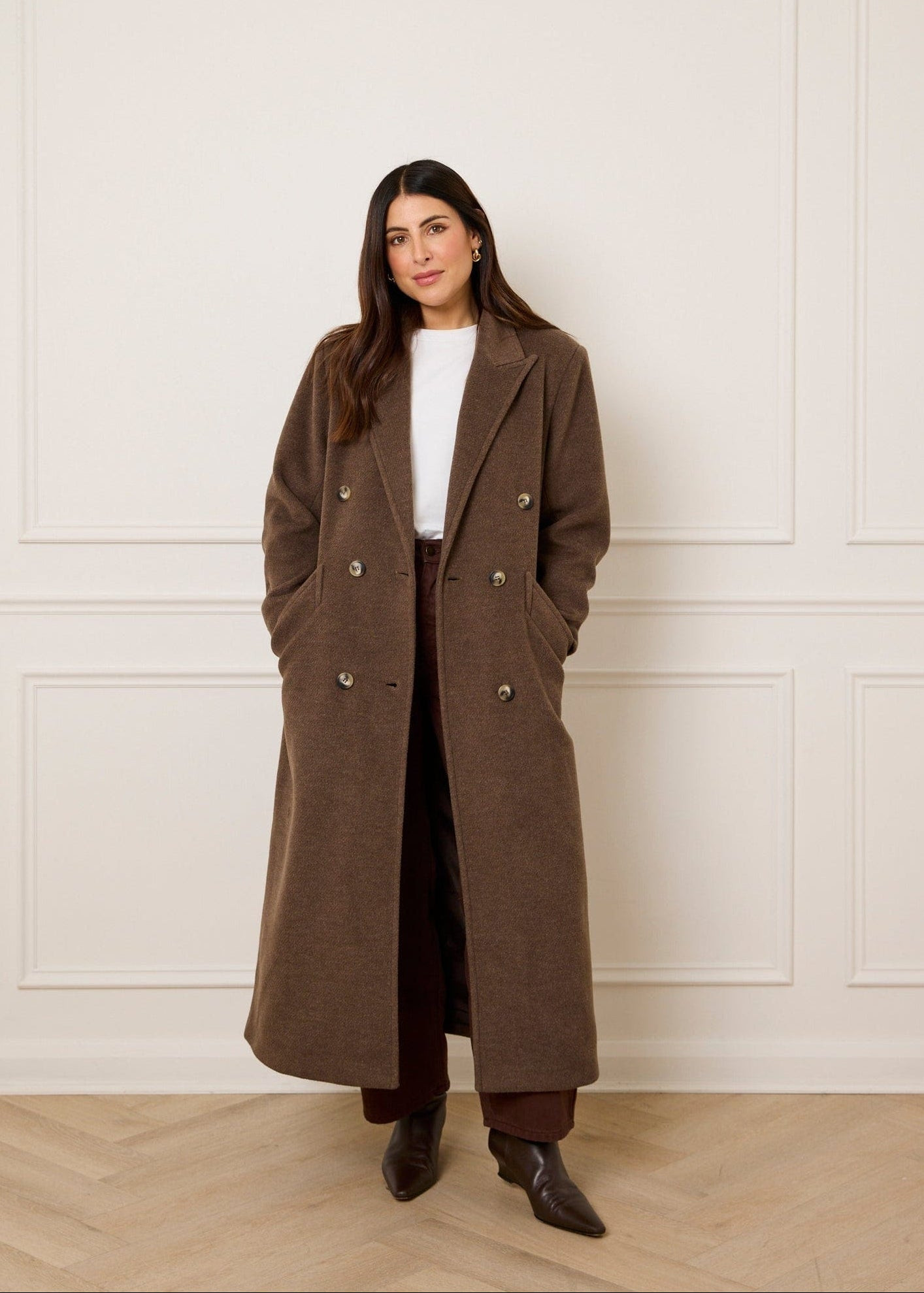 STRUCTURED WOOL BLEND COAT - MOCHA | WAT The Brand