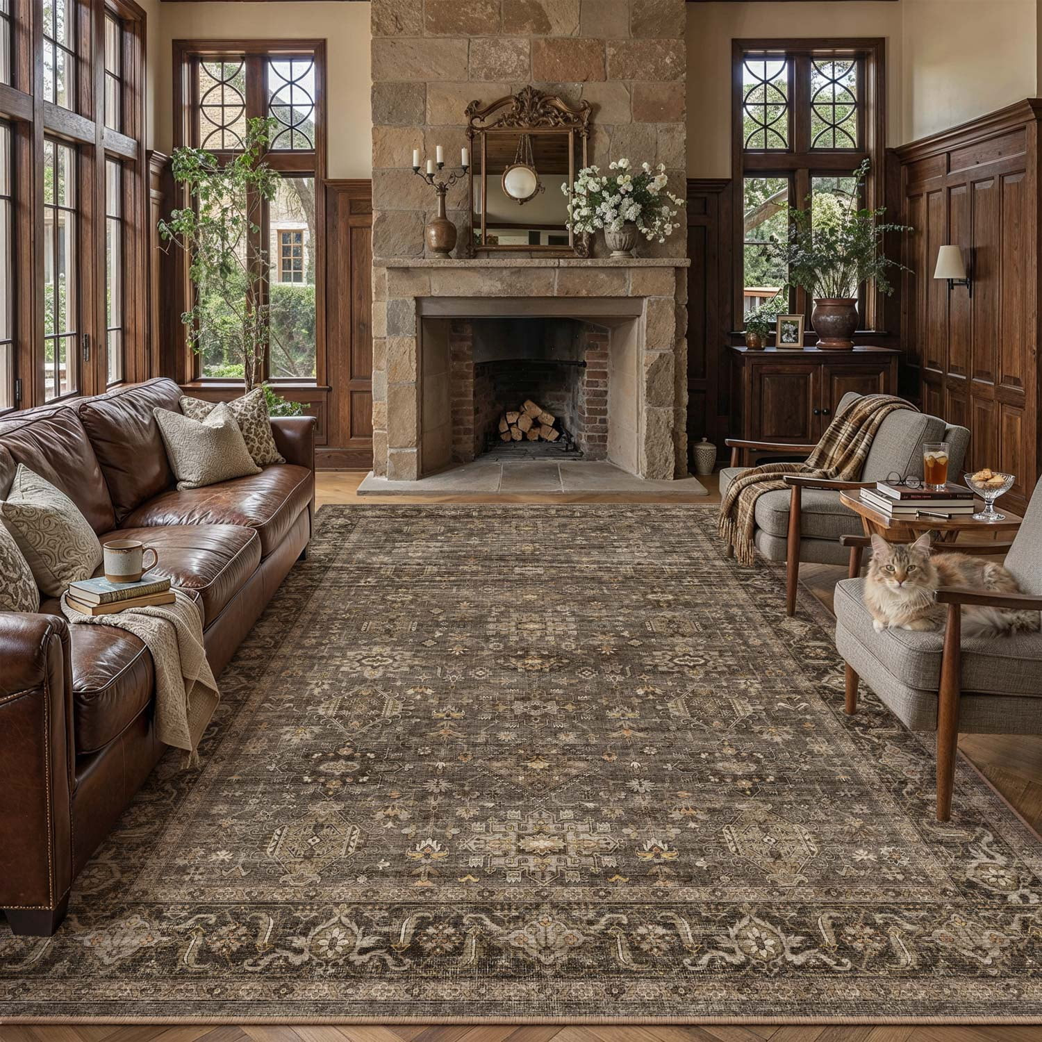 BERTHMEER 5'x7' Area Rugs for Living Room Bedroom Dining Room Farmhouse Vintage Oriental Rugs Mac... | Walmart (US)