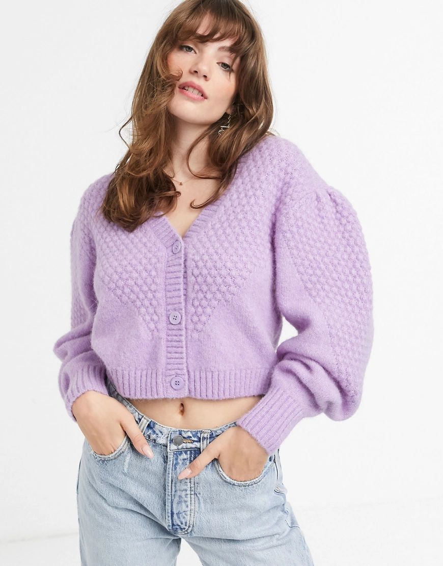 & Other Stories puff sleeve panelled cardigan in lilac-Purple | ASOS (Global)