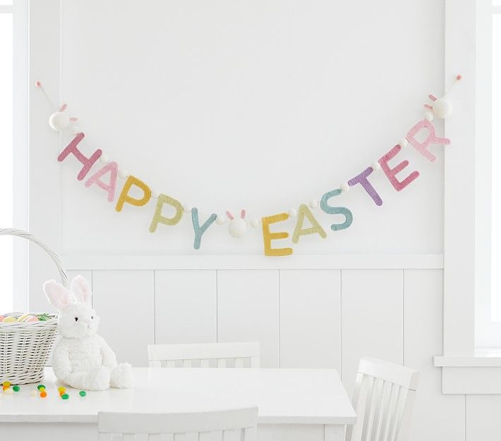 Bright Felted Wool Happy Easter Garland | Pottery Barn Kids