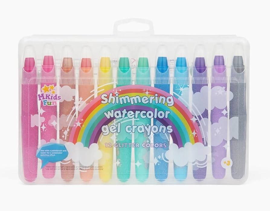 Shimmering Watercolor Gel Crayons -12 Sparkle Crayons For School - Art Supplies For Kids And Todd... | Amazon (US)