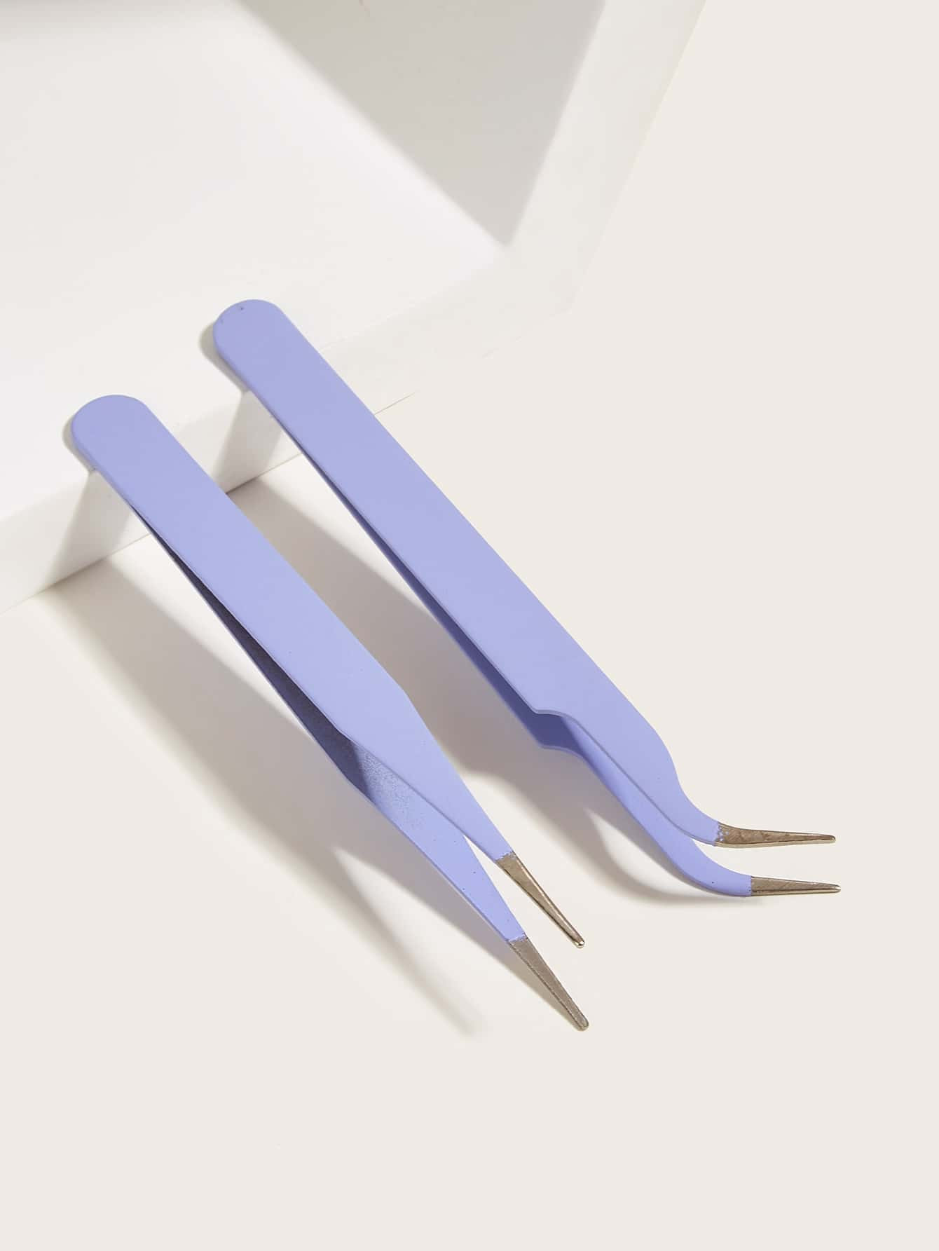2pcs Stainless Steel Eyelash Tweezers | SHEIN