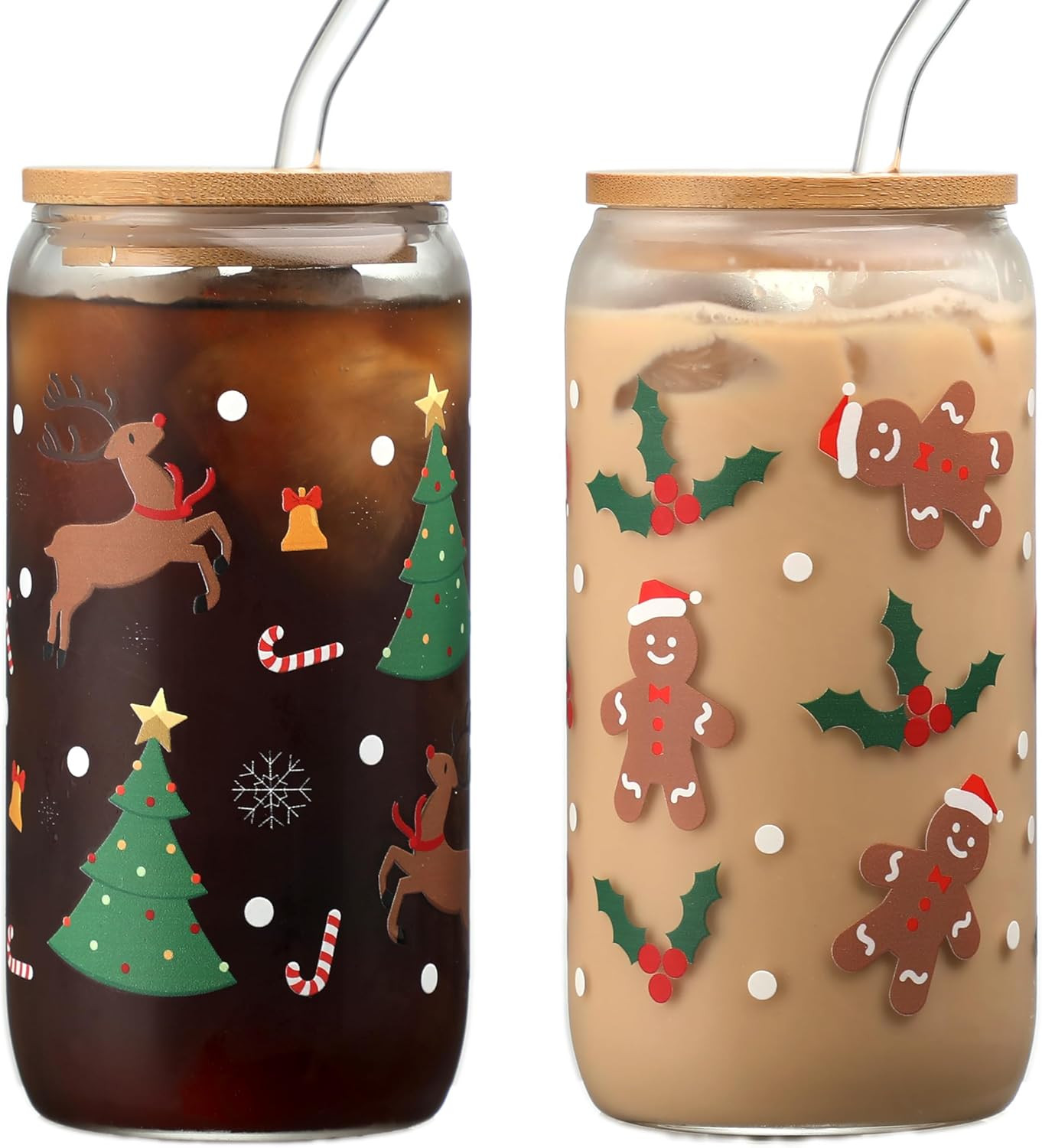 Christmas Cups, Colored Christmas Glasses Drinkware with Lid and Straw, Christmas Tumbler Drinkin... | Amazon (US)