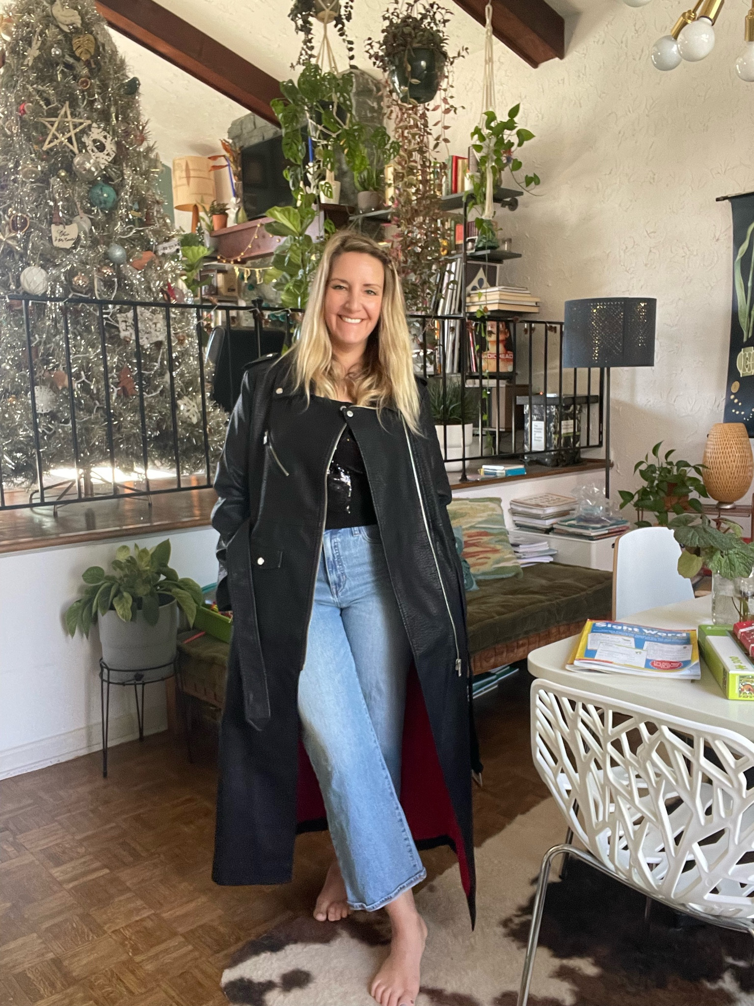 This coat is 😍😍 it has sold out multiple times I finally snagged one .. the inside is buttery soft ! It has pockets everywhere ! It’s form fitted when zipped .. so flattering ! So chic and edgy .. the perfect winter concert and going out jacket .. looks great over jeans and a slip dress .. go up one size ! I will attach two places to buy in case it sells out again also
I will attach my tank and jeans  and some other trench coats( they are so in this year !) .. also a sequin mini that is on sale :)! 😍

#LTKstyletip #LTKCyberWeek #LTKHoliday