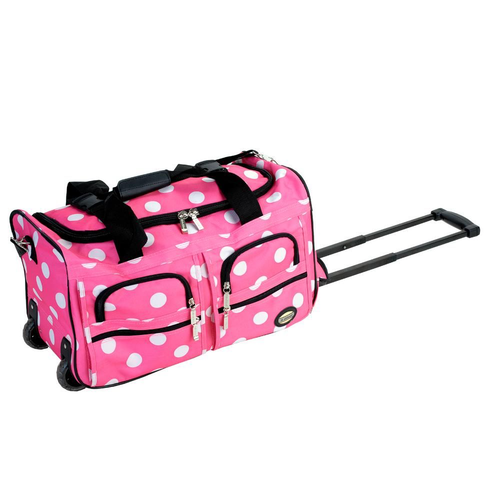 Rockland Voyage 22 in. Rolling Duffle Bag, Pinkdot | The Home Depot