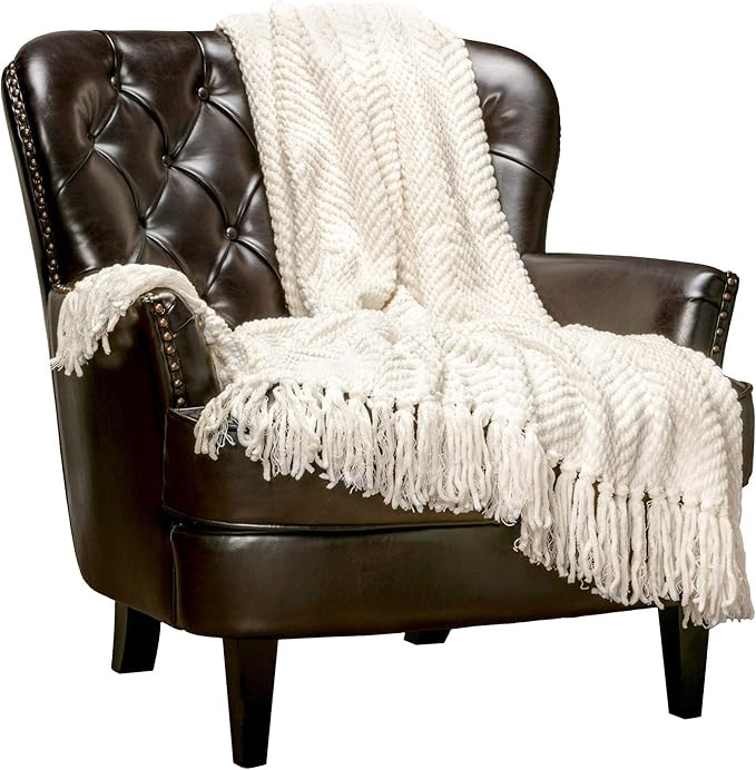 Chanasya Textured Knitted Super Soft Throw Blanket with Tassels - Warm Fluffy Cozy Plush Knit - f... | Amazon (US)