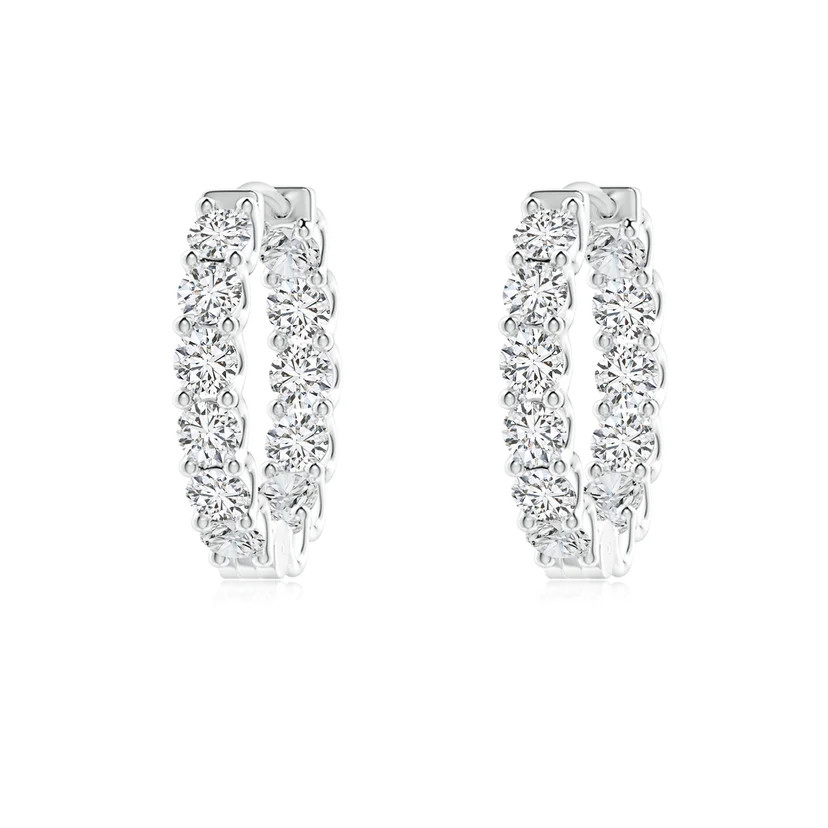 Prong-Set Round Diamond Inside Out Hinged Clip Hoop Earrings | Angara Inc.