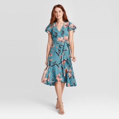 Women's Ruffle Short Sleeve Wrap Dress - A New Day™ | Target
