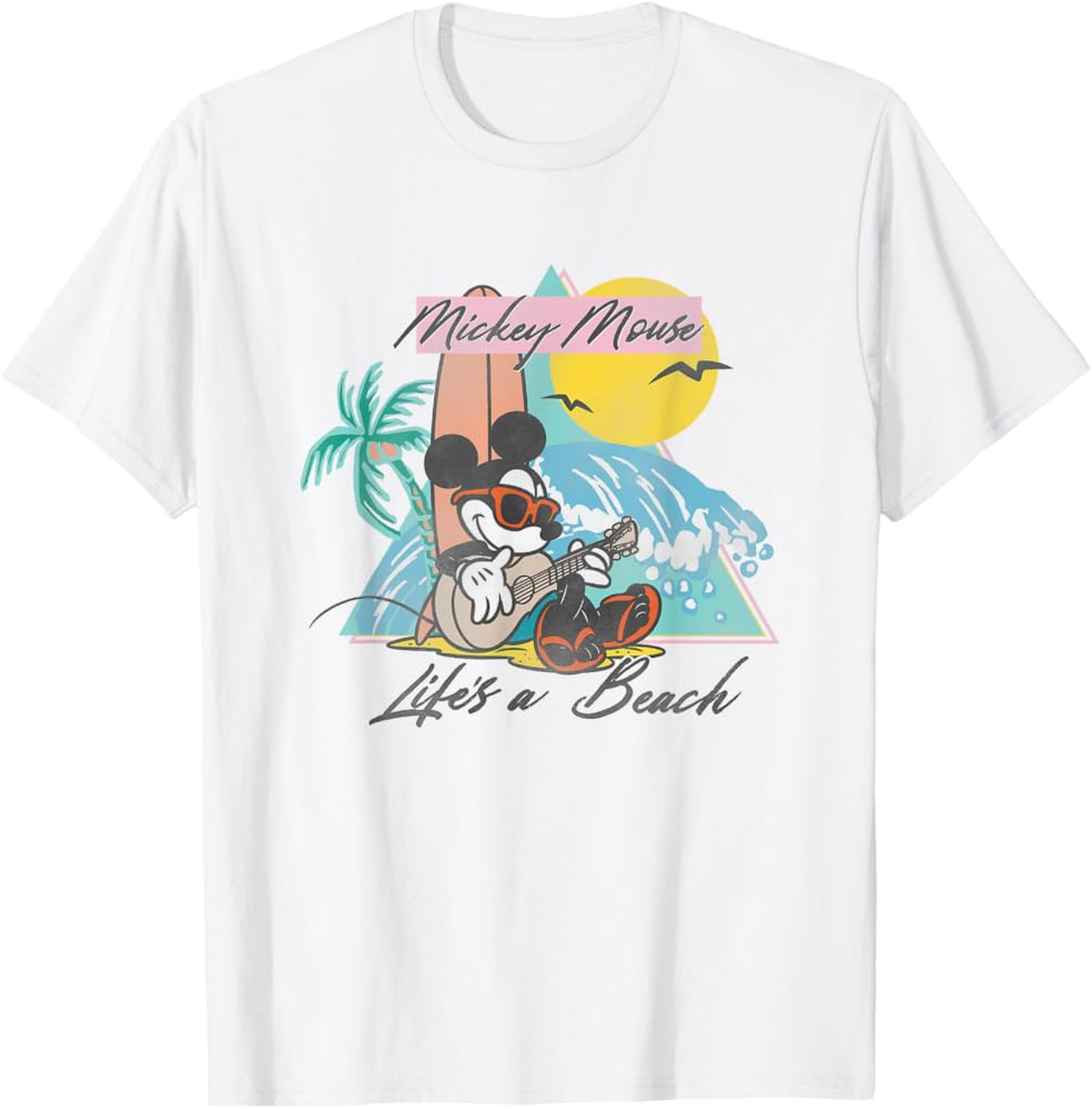 Disney Mickey And Friends Mickey Mouse Life's A Beach Logo Men Women Girls Kids T-Shirt | Amazon (US)