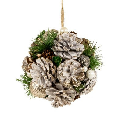 Northlight Glitter Pine Needle and Pinecones Christmas Ball Ornament - 5.5" | Target