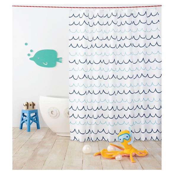 Wave Blue Shower Curtain - Pillowfort™ | Target