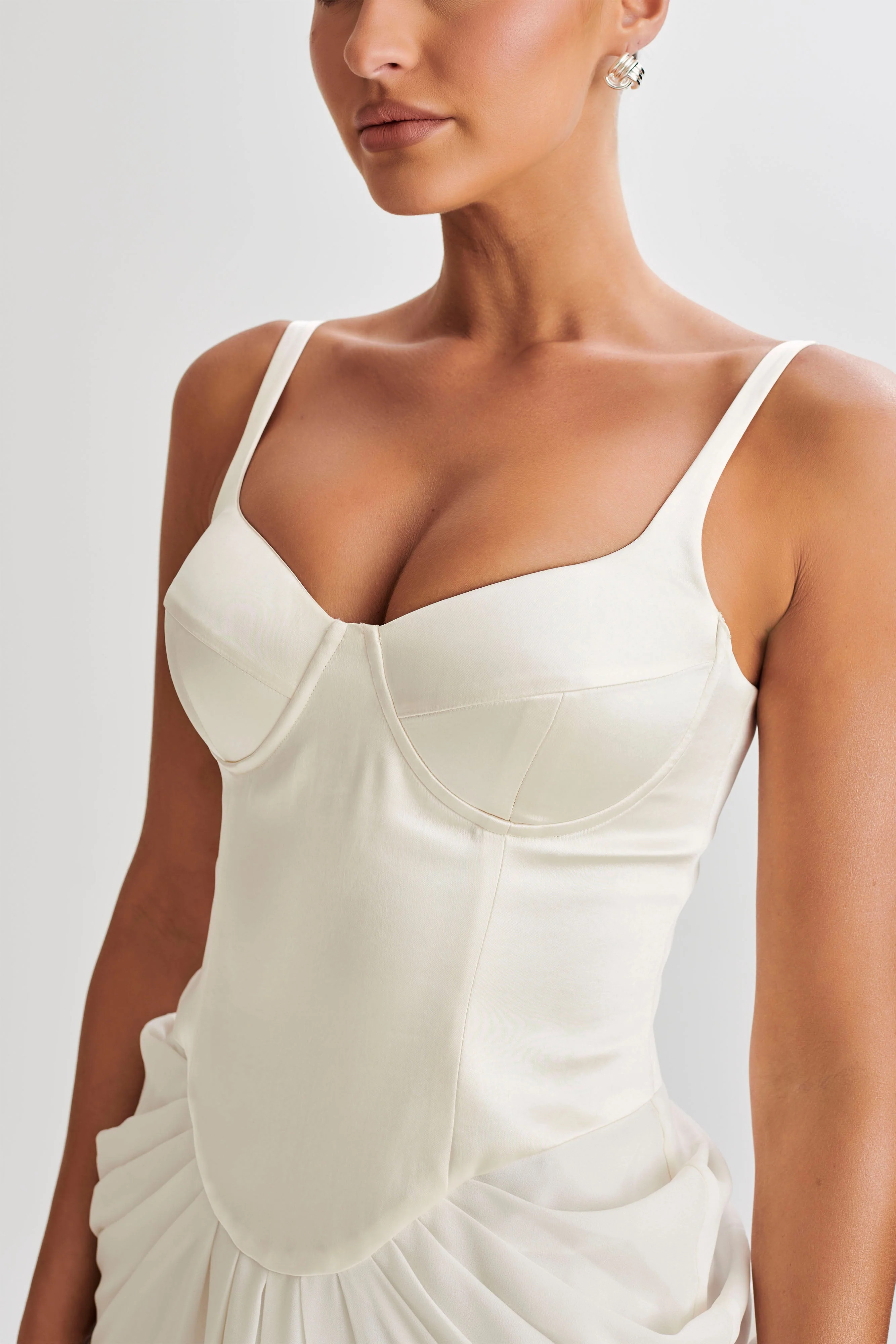 Leila Satin Corset Maxi Dress - Ivory | Meshki (APAC)