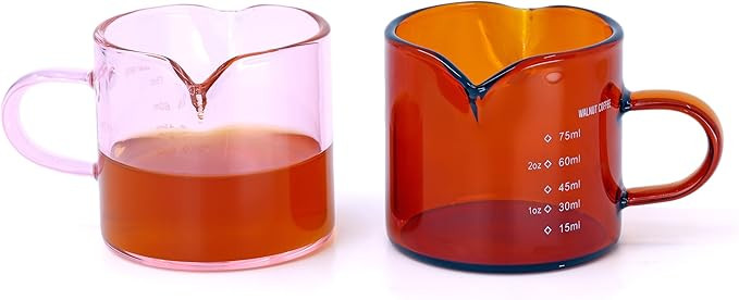 WALNUT COFFEE 2packs 75ml/2.5oz (Small Size) Colored Espresso Shot Glass Double Spouts, Measuring... | Amazon (US)