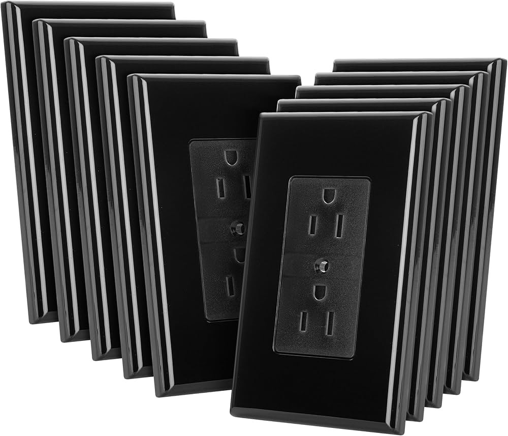 Bates- Duplex Wall Plate, 10 Pack, Black, Electrical Outlet Cover Plates | Amazon (US)