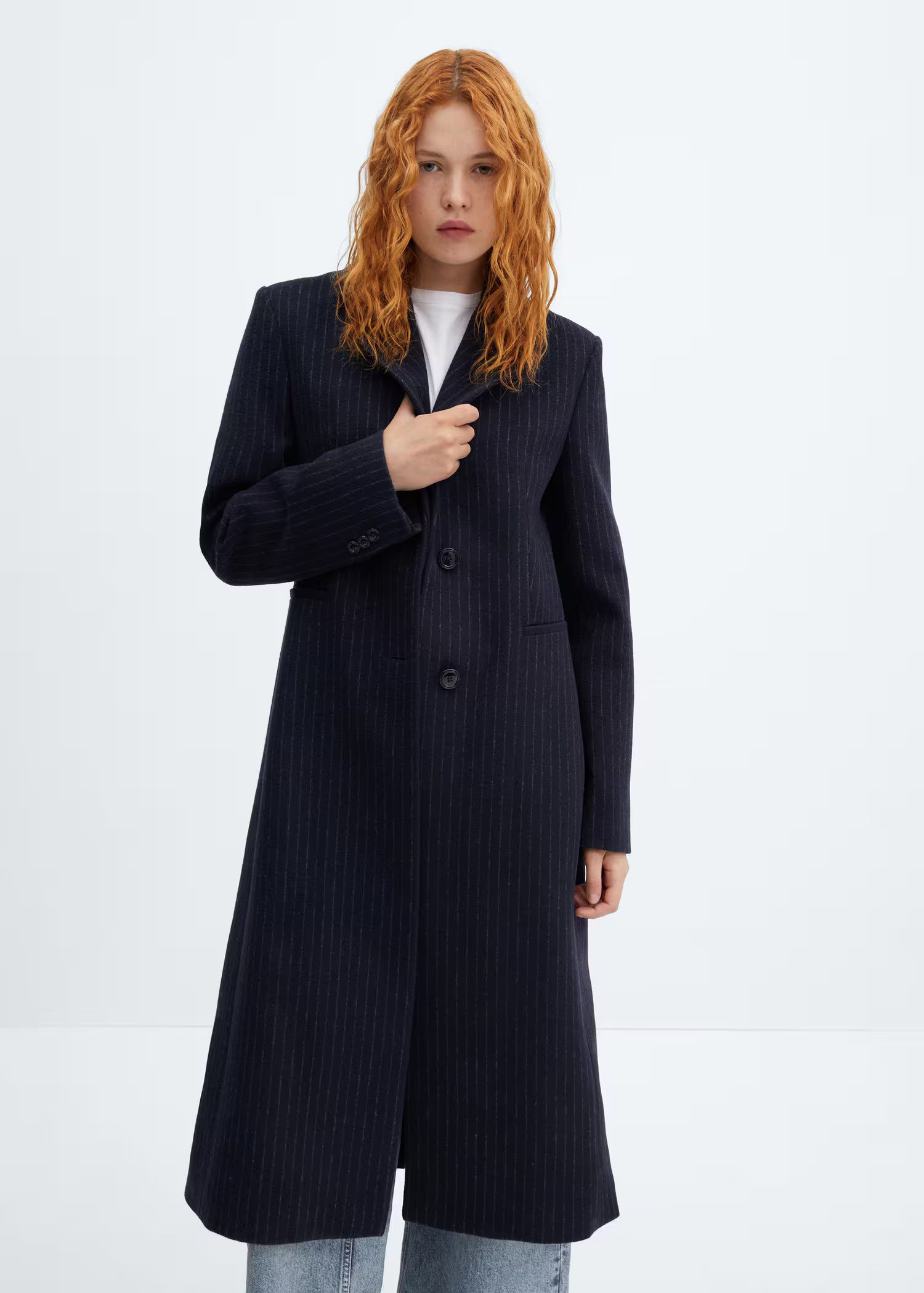 Striped wool coat -  Women | Mango United Kingdom | MANGO (UK)