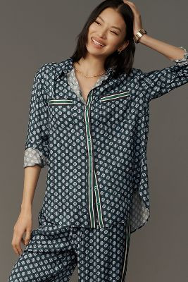 Maeve Silky Shirt Blouse | Anthropologie (US)