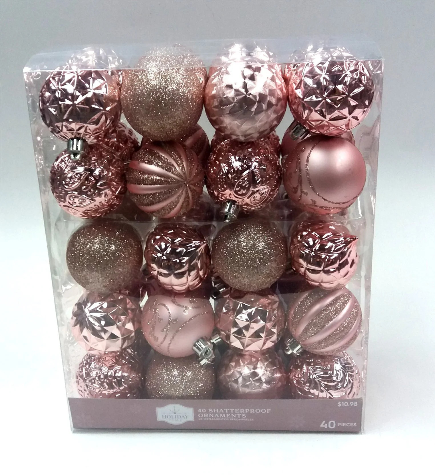 Holiday Time Light Blush Plastic Christmas Shatterproof Ball Ornaments, 40 Count (2.5") - Walmart... | Walmart (US)