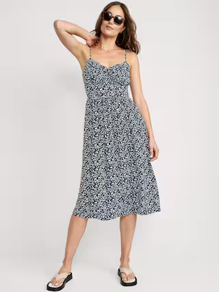 Fit & Flare Floral Smocked Midi Cami Dress for Women | Old Navy (US)