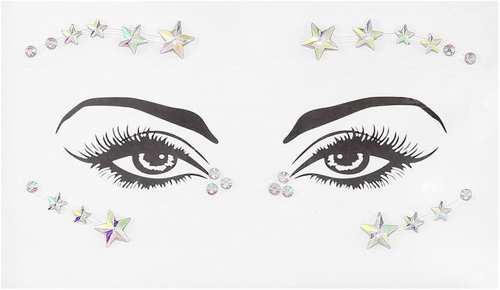 Crystal Face Stickers Star Mermaid Gems Sparkly Temporary Rhinestone Sticker Rave Party Accessori... | Amazon (US)