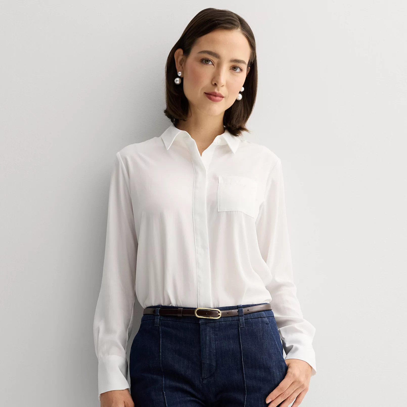 Women's Nine West Drapey Button Down Shirt | Kohl's