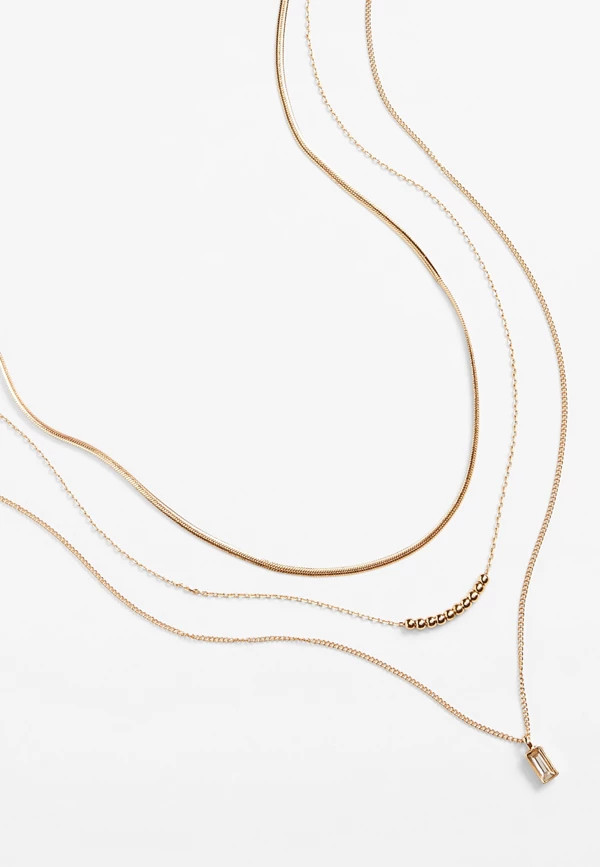 Gold Crystal Pendant Multi Layered Necklace | Maurices