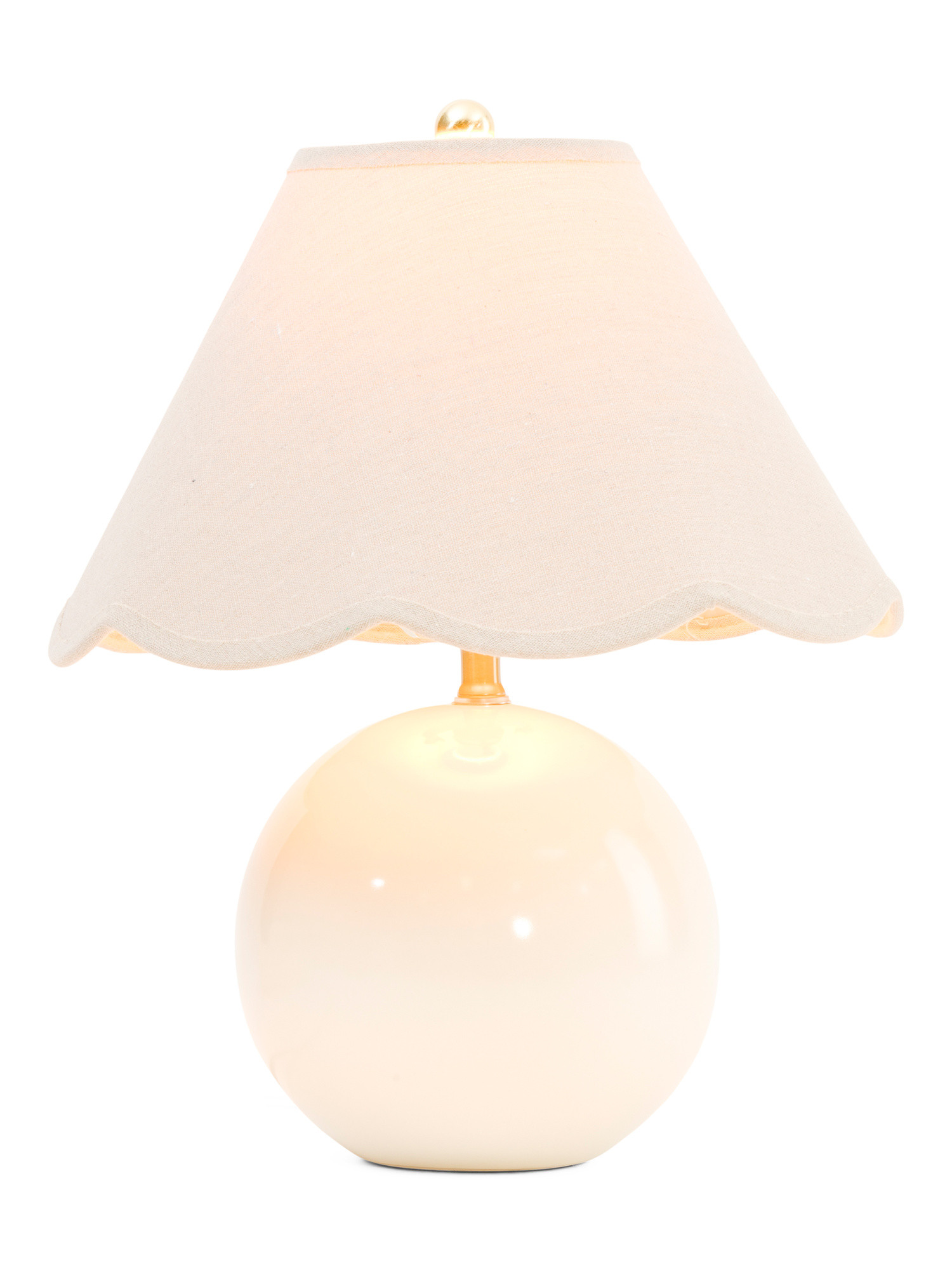 17in Ceramic Orb Table Lamp With Scalloped Shade | TJ Maxx