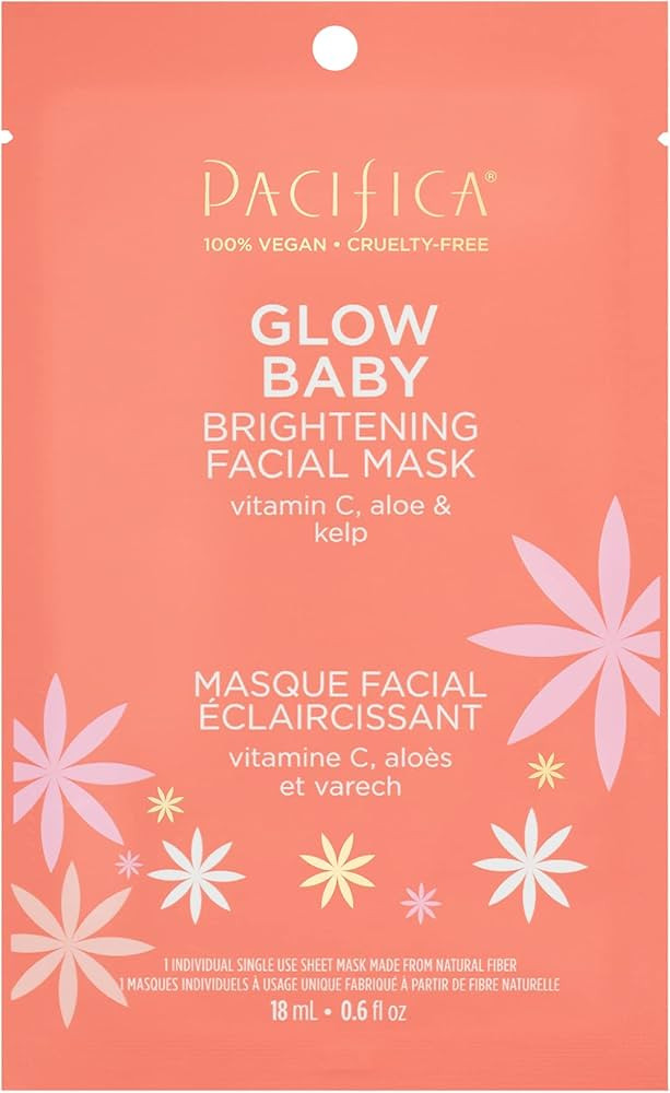 Pacifica Beauty, Glow Baby Brightening Face Mask, Sheet Mask, Skincare, Vitamin C, Aloe, Kelp, Br... | Amazon (US)