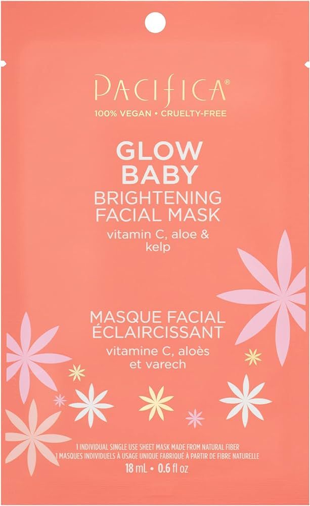 Pacifica Beauty, Glow Baby Brightening Face Mask, Sheet Mask, Skincare, Vitamin C, Aloe, Kelp, Br... | Amazon (US)