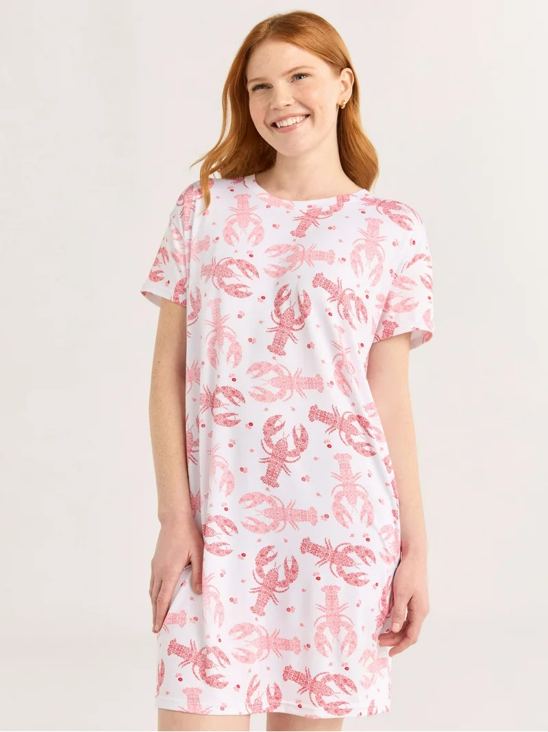 Joyspun Women's Short Sleeve Sleepshirt, Sizes S/M to 2X/3X - Walmart.com | Walmart (US)