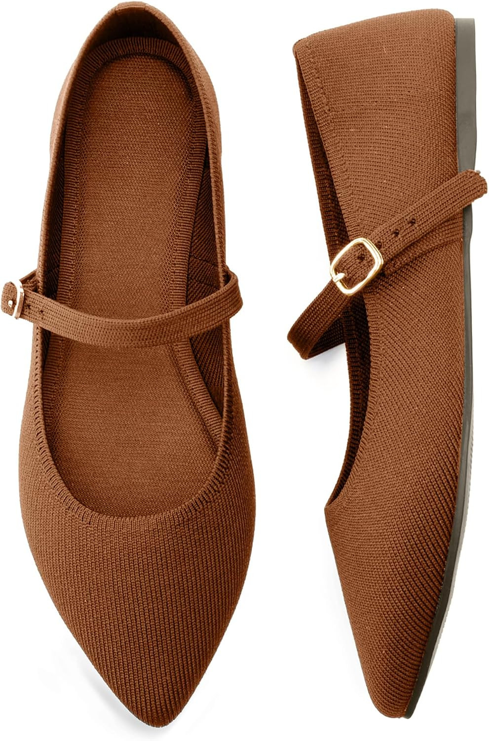 Pointed Toe Flats Knit Ballet Flat Shoes for Women Comfortable with Adjustable Strap,Washable Dressy Casual Flats for Work Office | Amazon (US)