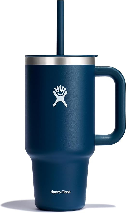 Hydro Flask Travel Tumbler with Handle, Lid and Straw - Insulated Stainless Steel in 32 Oz Indigo... | Amazon (US)